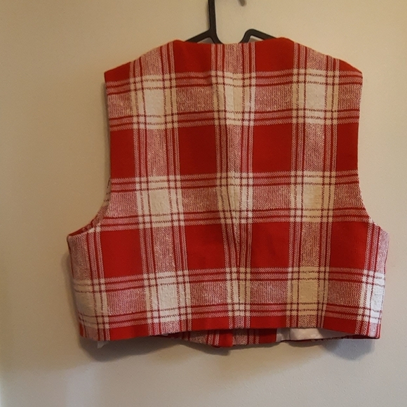 Zara Textured Waistcoat Vest Top Sleeveless Red White - Picture 12 of 14
